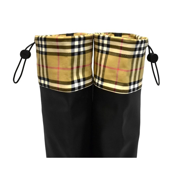 F0 NEW BURBERRY LONDON Plaid Check Drawstring Cuff Tall Rain Boots Size 35 $611 - Picture 6 of 9